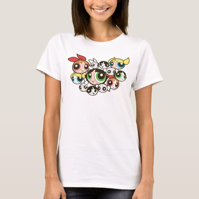 Powerpuff Girls Ansikte Mönster T Shirt (Framsida)