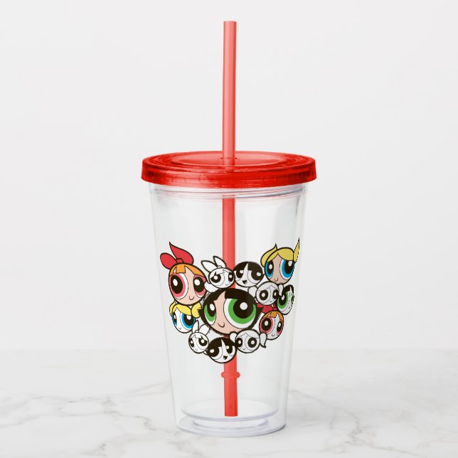 Powerpuff Girls Ansikte Mönster Take Away Mugg (Framsida)