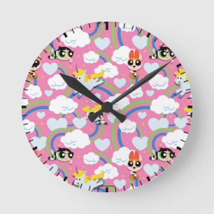 Powerpuff Girls & Donny Rainbow Mönster Rund Klocka