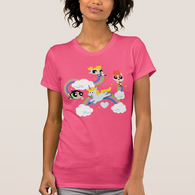 Powerpuff Girls & Donny Rainbow Mönster T Shirt (Framsida)