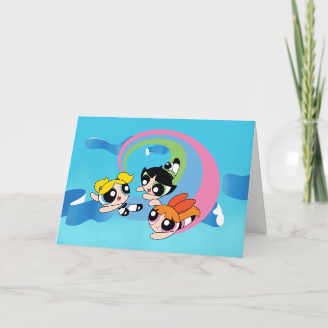 Powerpuff Girls flyger genom Himlar Kort (Framsida)