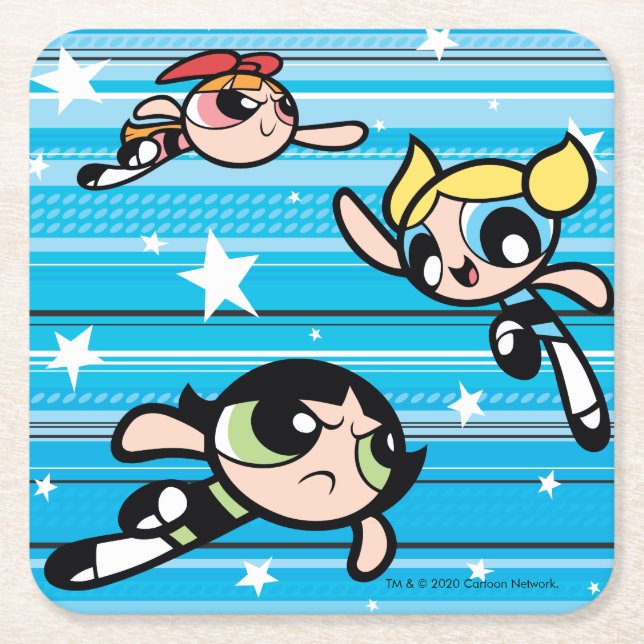 Powerpuff Girls Star Mönster Underlägg Papper Kvadrat (Framsidan)