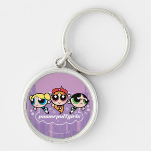 Powerpuff Girls Team-Logotyp Rund Silverfärgad Nyckelring