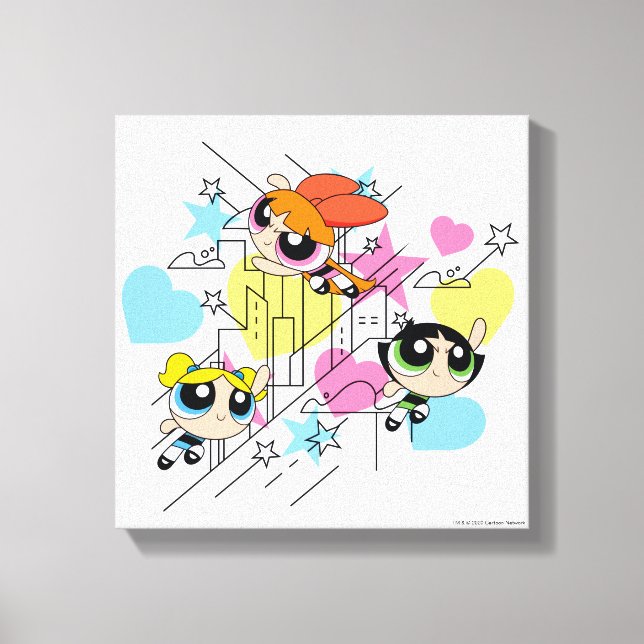 Powerpuff Girls Townsville Mönster Canvastryck (Framsida)
