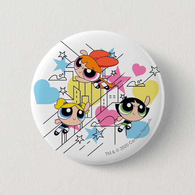 Powerpuff Girls Townsville Mönster Knapp (Framsida)