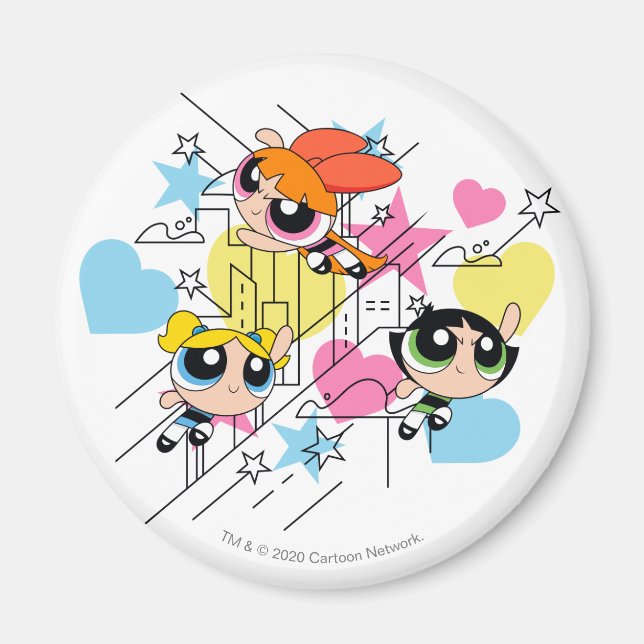 Powerpuff Girls Townsville Mönster Magnet (Framsidan)
