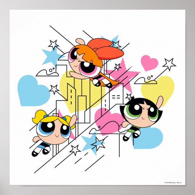 Powerpuff Girls Townsville Mönster Poster (Framsidan)
