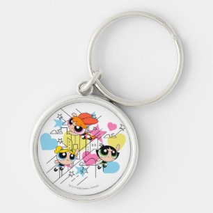 Powerpuff Girls Townsville Mönster Rund Silverfärgad Nyckelring