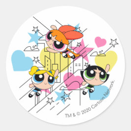 Powerpuff Girls Townsville Mönster Runt Klistermärke