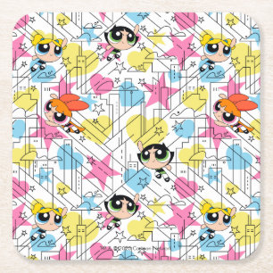 Powerpuff Girls Townsville Mönster Underlägg Papper Kvadrat