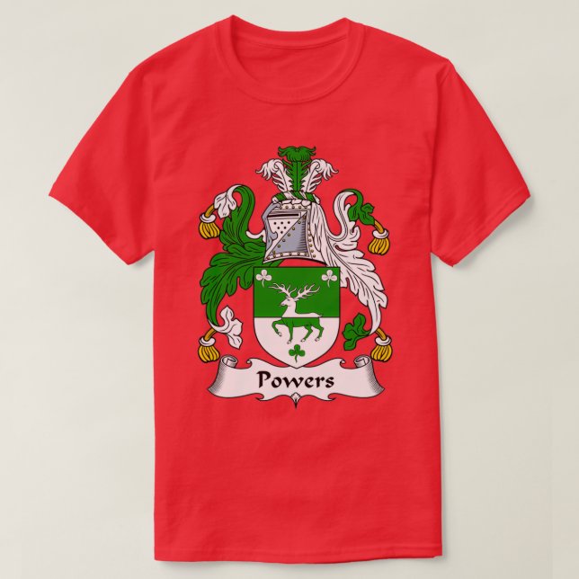 Powers Coat of Arms Family Crest  T Shirt (Design framsida)