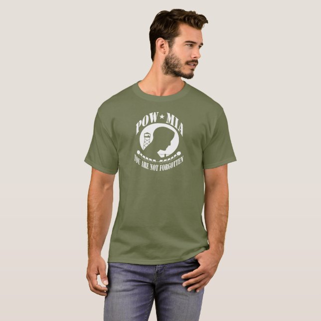 POWMIA ÄR DU INTE GLÖMDA HJÄLTESKJORTOR TEE (Hel framsida)