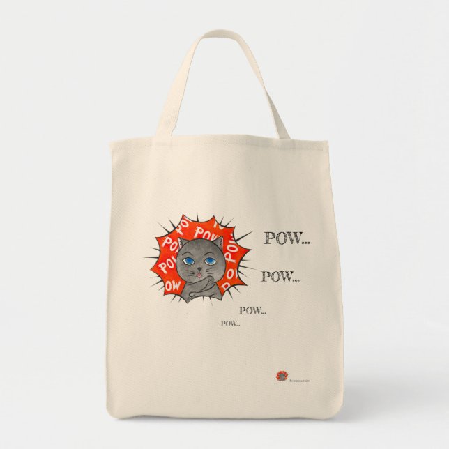 POWPOWCat Tote Bag Tygkasse (Framsidan)