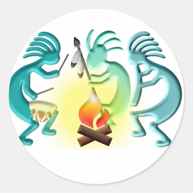 Powwow Runt Klistermärke (Framsida)