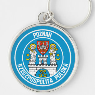 Poznań Round Emblem Rund Silverfärgad Nyckelring