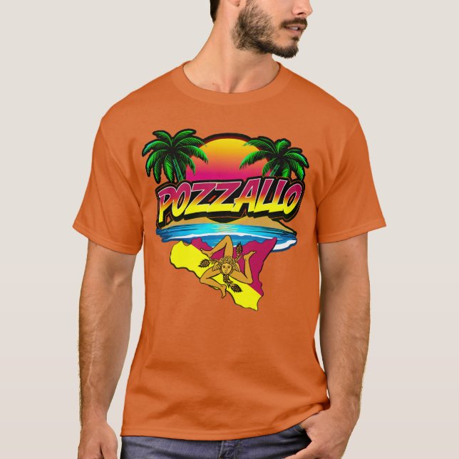 Pozzallo Sicilia Sunset with Handflatan T-Shirt (Framsida)