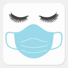 PPE-mask och snedstreck Fyrkantigt Klistermärke