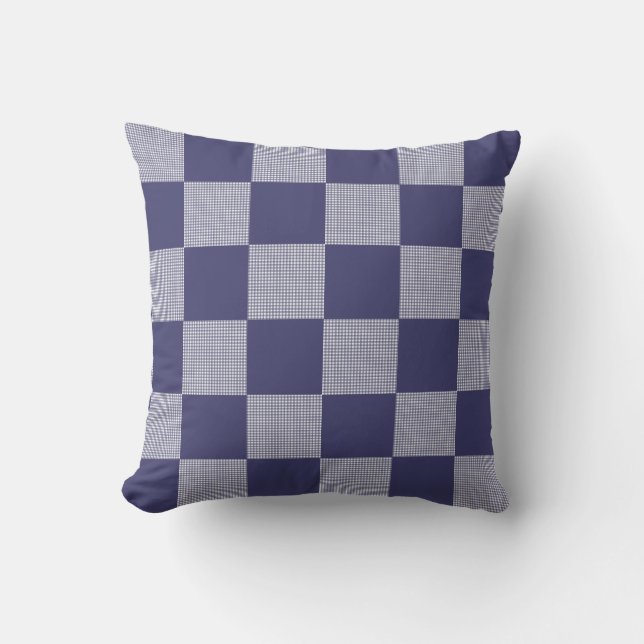 Pput Check Mönster Navy Blue Kudde (Framsida)