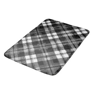 Pput Check Tartan Black White Farmhouse Modern Badrumsmatta