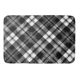 Pput Check Tartan Black White Farmhouse Modern Badrumsmatta