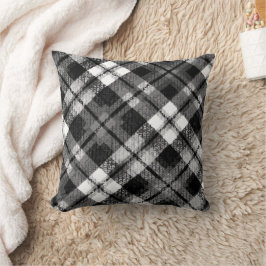 Pput Check Tartan Black White Farmhouse Modern Kudde