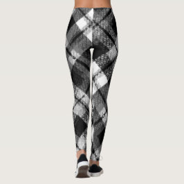 Pput Check Tartan Black White Farmhouse Modern Leggings
