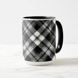 Pput Check Tartan Black White Farmhouse Modern Mugg