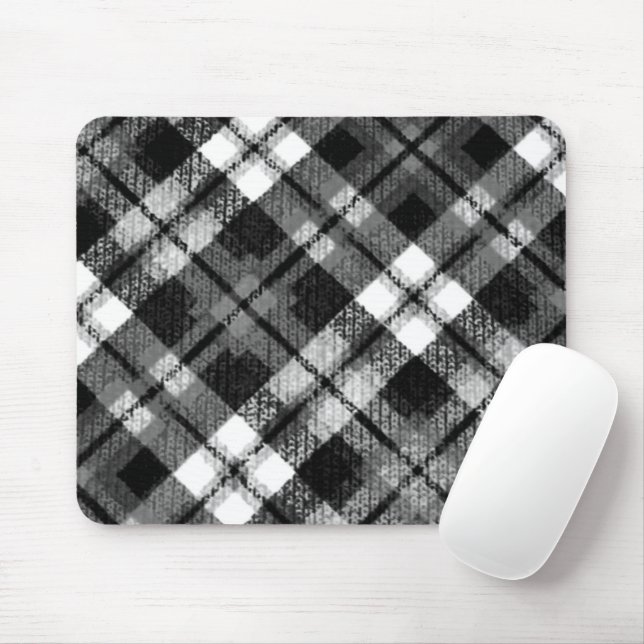 Pput Check Tartan Black White Farmhouse Modern Musmatta (Med mus)