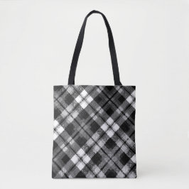 Pput Check Tartan Black White Farmhouse Modern Tygkasse