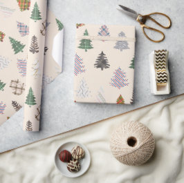 Pput Patterned Julgranar Mönster på Cream Presentpapper