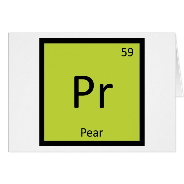 Pr - Pärons fruktkemi Periodiska systemets symbol Hälsningskort (Framsidan Horizontal)