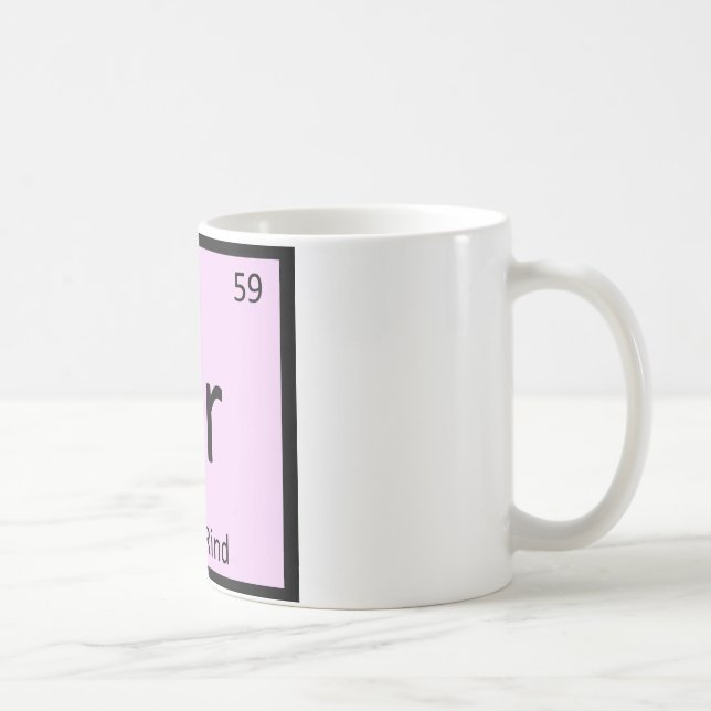 Pr - Periodisk Bord-symbol för kemi i Gris Kaffemugg (Höger)
