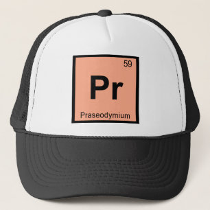 Pr - Praseodymium kemi Periodiska systemet symbol Truckerkeps