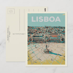 Praça do Comercio Illustration, Lissabon Vykort