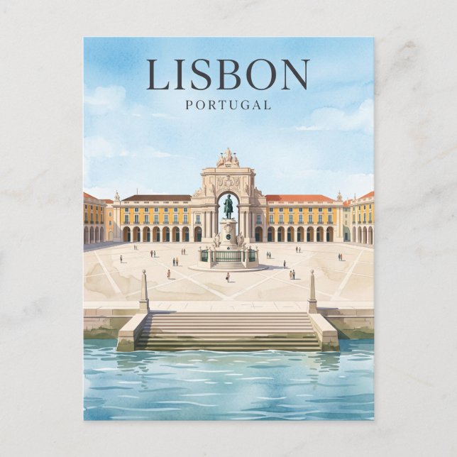 Praça do Comércio Lissabon Portugal Vykort (Framsida)