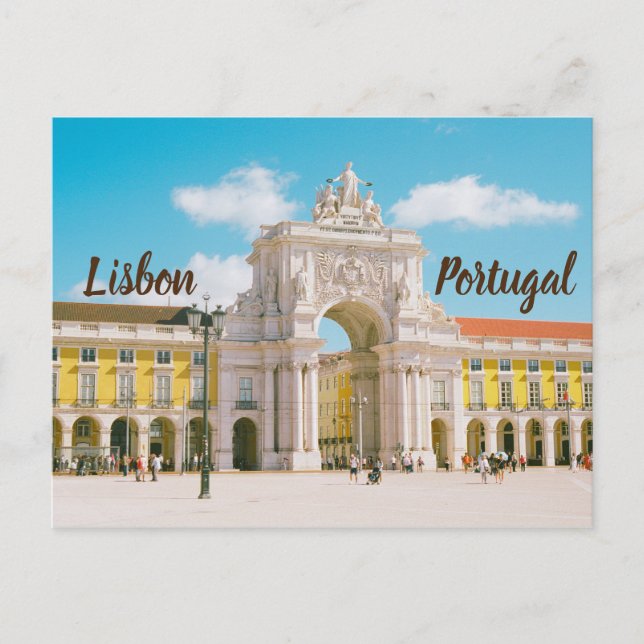Praça do Comércio Lissabon Portugal Vykort (Framsida)