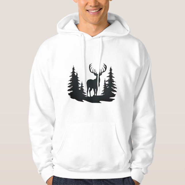 Prachtig hjort bland tallar hoodie (Framsida)