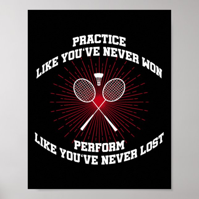 Practice as Youve Won Badminton Retro Vint Poster (Framsidan)