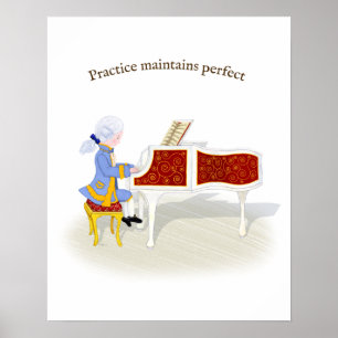 Practice bibehåller Perfekten Mozart som spelar P Poster