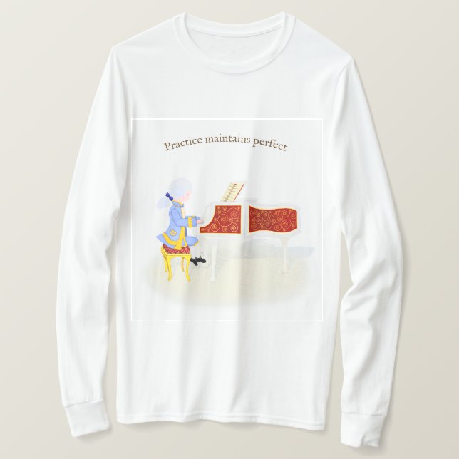 Practice bibehåller Perfekten Mozart som spelar Pi T Shirt (Design framsida)