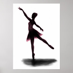 "Practice Makes Perfekt" poster ballerina - rosa