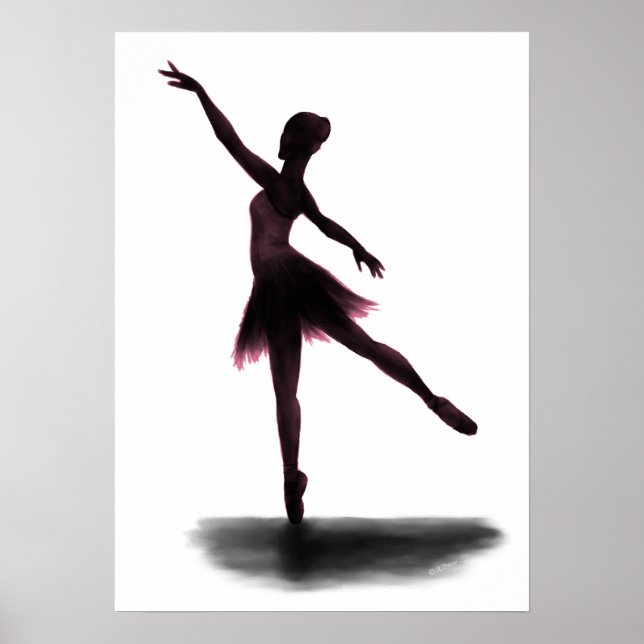 "Practice Makes Perfekt" poster ballerina - rosa (Framsidan)