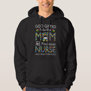 Practice Nurse Messy Bun Autism Kärlek Heart Ste Hoodie