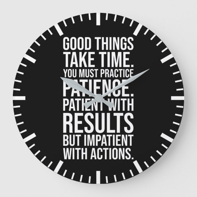 Practice Patience - Success Motivational Stor Klocka (Framsida)