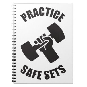 Practice Säker Sets - Gym Humor Anteckningsbok Med Spiral