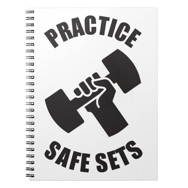 Practice Säker Sets - Gym Humor Anteckningsbok Med Spiral (Framsidan)