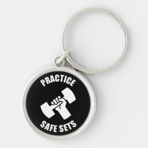 Practice Säker Sets - Gym Humor Rund Silverfärgad Nyckelring