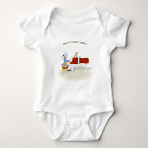 "Practice underhåller Perfekt" Mozart spelar Pian T Shirt