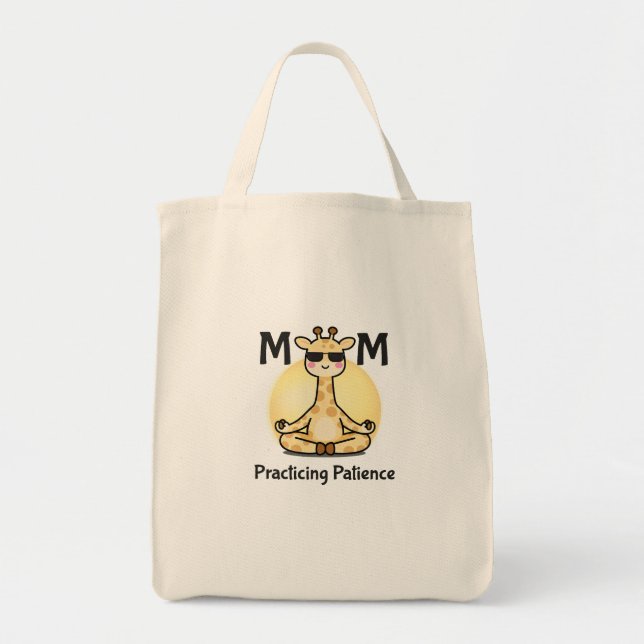 Practicing Patience | Funny Zen Giraffe Mom Tygkasse (Framsidan)