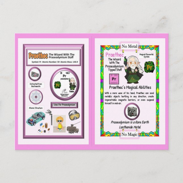 Praethec Wizard - Grundelement Praseodymium Vykort (Framsida)